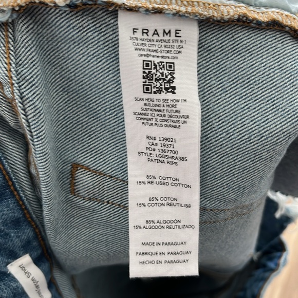 Frame Denim Le Grand Garcon Shorts Size 33 - Picture 10 of 10